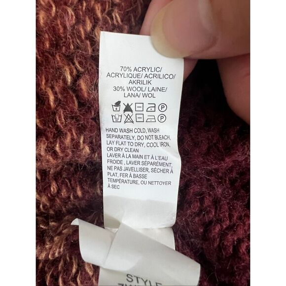 Lucky Brand Brown Ombre Dye Oversize Open Cardigan In Rust Wool Blend Size M - Picture 12 of 15